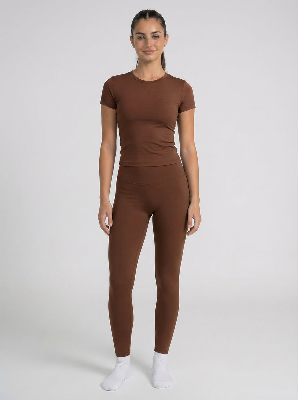 Chestnut Brown T shirt + Leggings set